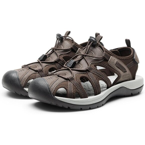 Casual Hiking Sandals Men\'s Brown Athletic Cushioned Closed Toe Fisherman Shoes
